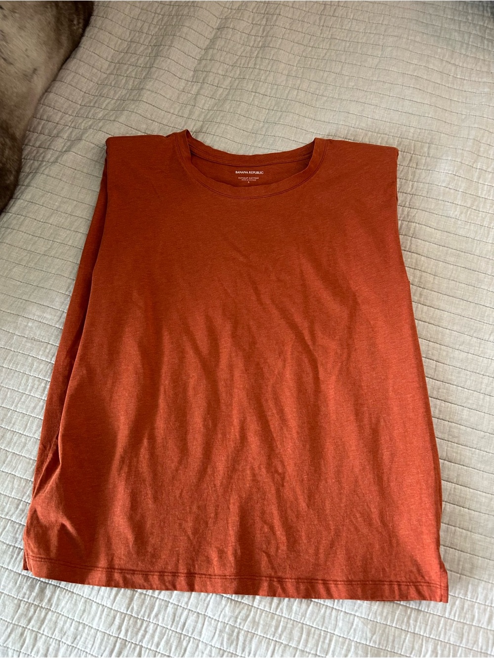 Banana republic orange Pima cotton shoulder padded tank top S